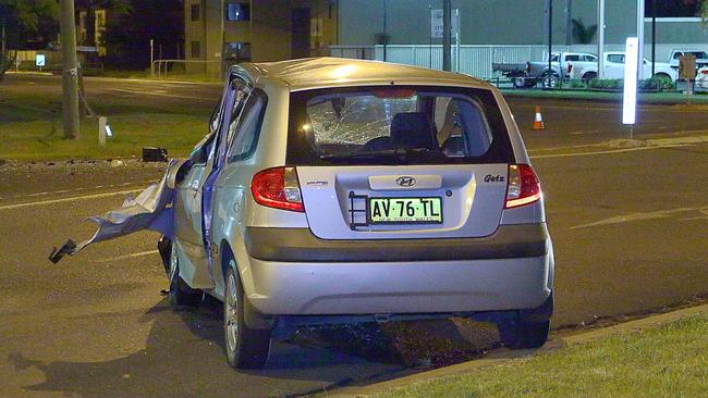 A man was flown to Gold Coast University Hospital following a high speed two car crash following a police pursuit in Bent Street, South Grafton on Saturday, February 19. Picture: Frank Redward
