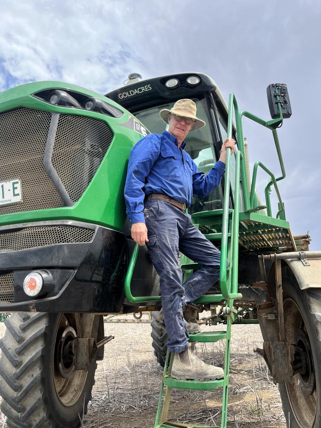 Rob Gollasch at Wallacetown in southern NSW is pictured with his spray rig. Picture: Nikki Reynolds