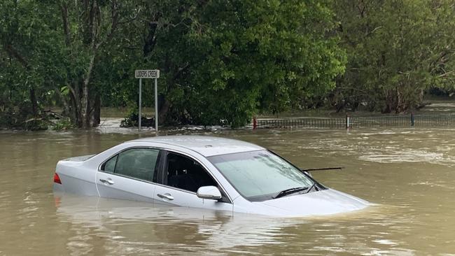 Flood damage to Charlotte Mitchell car in Tallebudgera during Saturday's Gold Coast floods. Picture: Supplied.