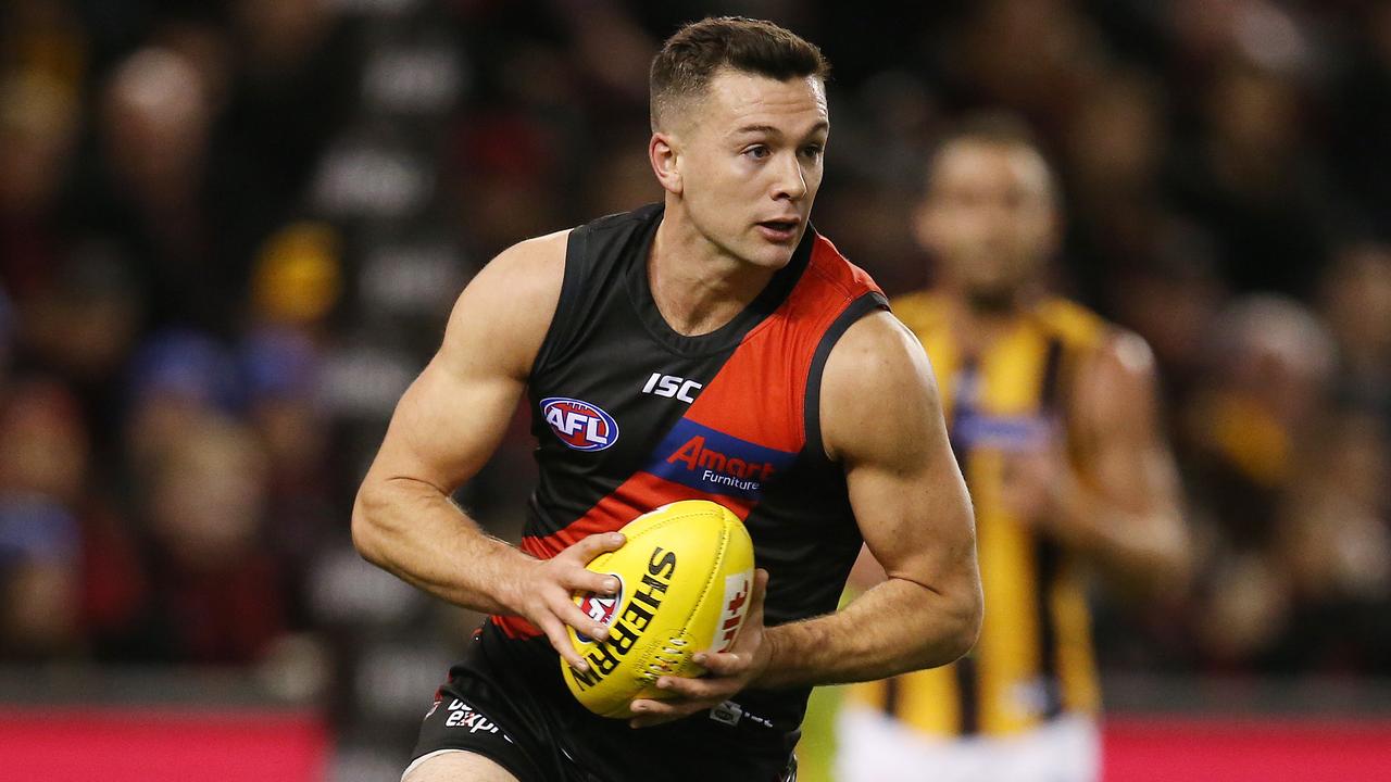 AFL Round 13. 14/06/2019. Essendon vs Hawthorn at Marvel Stadium. Essendon's Conor McKenna 1st quarter . Pic: Michael Klein