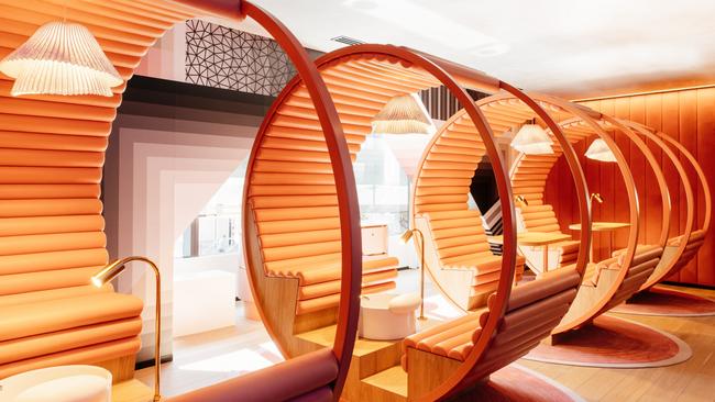 Relaxation pods in the spa at W Sydney. Picture: Elise Hassey.