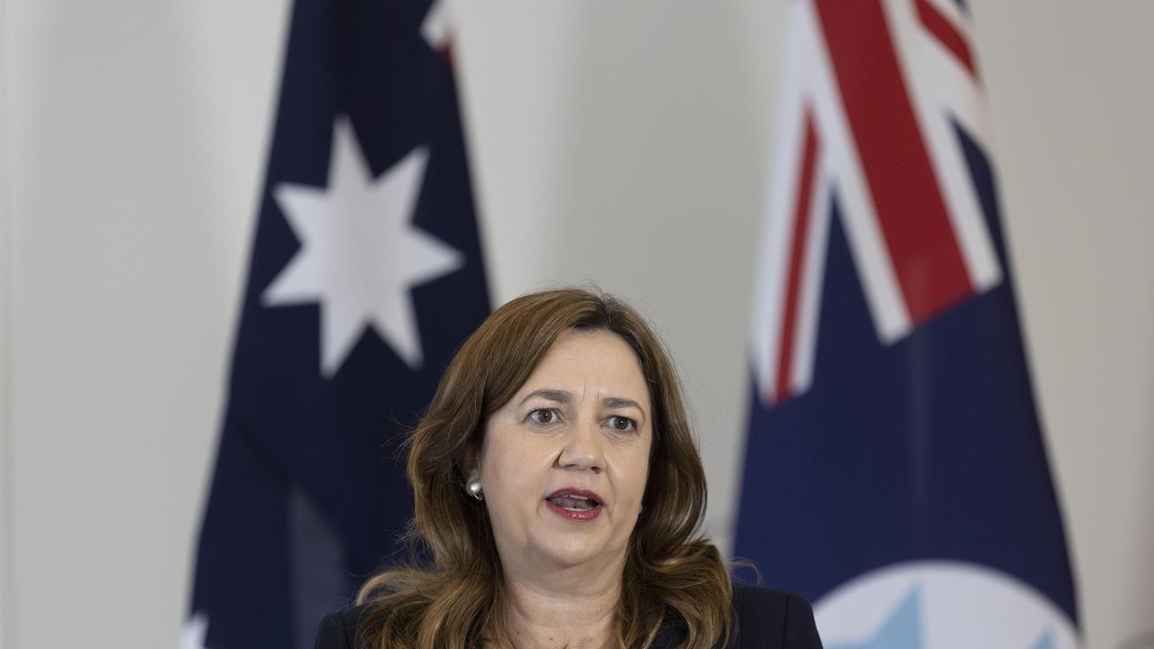 Queensland Premier Annastacia Palaszczuk addresses the media at a press conference. The Premier announced that Queensland will open its borders this Saturday. Picture: NewsWire / Sarah Marshall