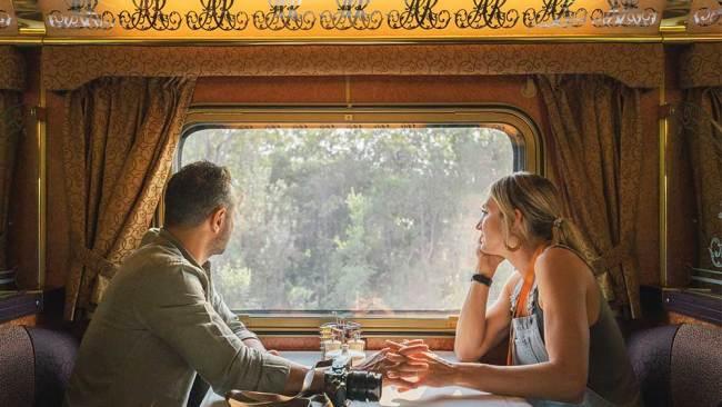 The dining car is one of the highlights of a journey on The Ghan.