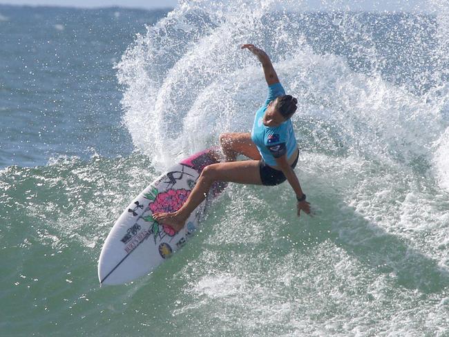 Fitzgibbons surfing at the Roxy Pro at Snapper Rocks. Pic: Mike Batterham