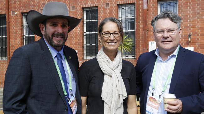 John Lehmann, right, with Rick Ford of Fossil Downs Station and his wife. Picture: Philip Gostelow