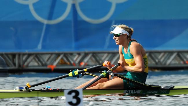 Australia's Kim Brennan after her heat on Day 1 of the women's single scull