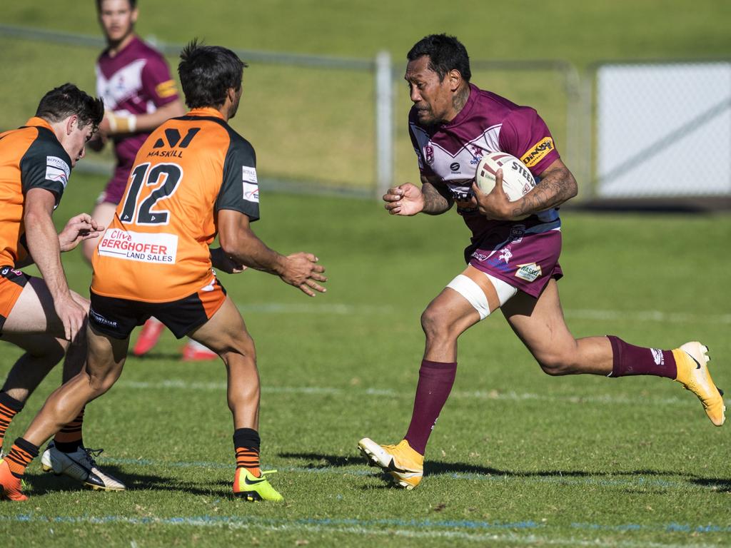 Steven Franciscus makes a break for Dalby vs. Southern Suburbs. Picture: Kevin Farmer