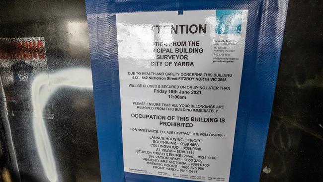 A Yarra Council sign posted at the site.