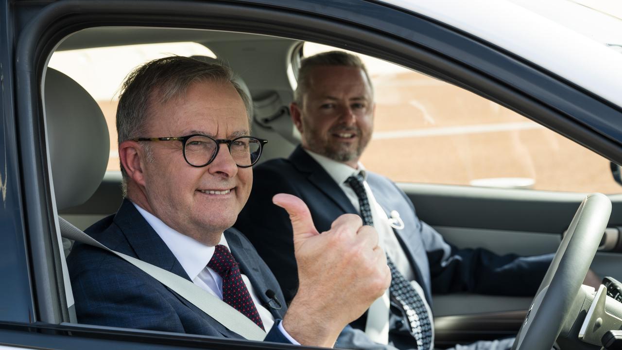 Anthony Albanese last week announced Labor’s plan to reduce taxes and offer incentives for Australians to purchase electric vehicles. Picture: NCA NewsWire / Martin Ollman