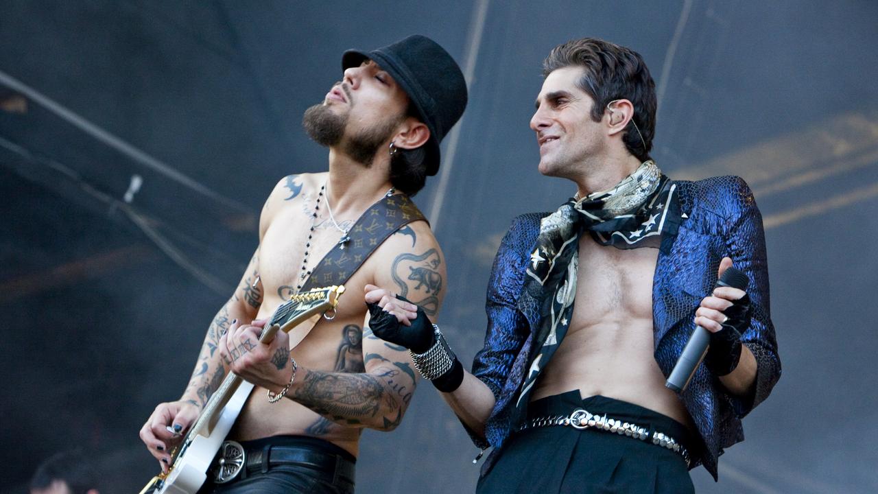 Happier times: Navarro (left) and Farrell perform in Australia in 2010. Picture: Charles Brewer