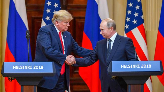 Trump and Russia's President Vladimir Putin in 2018. Picture: AFP