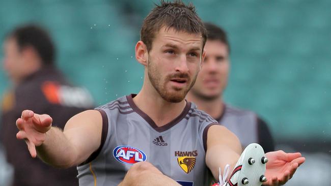 Hawks Brendan Whitecross during training at Aurora Stadium at Launceston