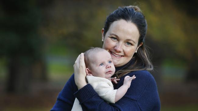 Ayesha Everitt with seven-week old Hugo. Picture: David Caird