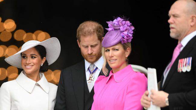 Mike Tindall (right) steered clear of Prince Harry and Meghan Markle during the Queen’s Platinum Jubilee celebrations. Picture: Daniel Leal / Pool / AFP.