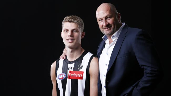 Craig Kelly with son Will after he was drafted in 2018. Picture: AAP Image/Daniel Pockett