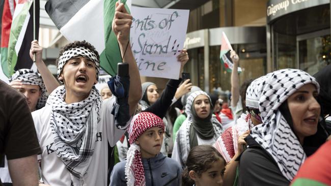 Students from Sydney walk out of high schools for Palestine. Picture: NCA NewsWire / Monique Harmer