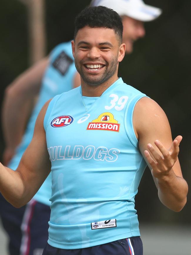 Jason Johannisen was all smiles at training this week. Picture: Chris Hyde/Getty Images