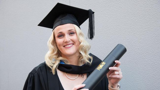 Graduating with distinction, in her Bachelor of Human Services is Sarah Welch. UniSQ graduation ceremony at Empire Theatre, Tuesday June 27, 2023.