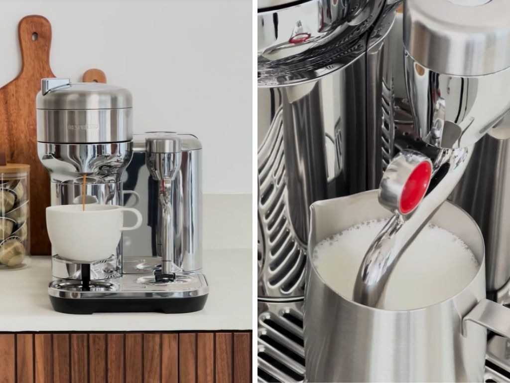 Froth over coffee machines including the Breville Nespresso Vertuo Creatista. Picture: TikTok/@Nespresso.