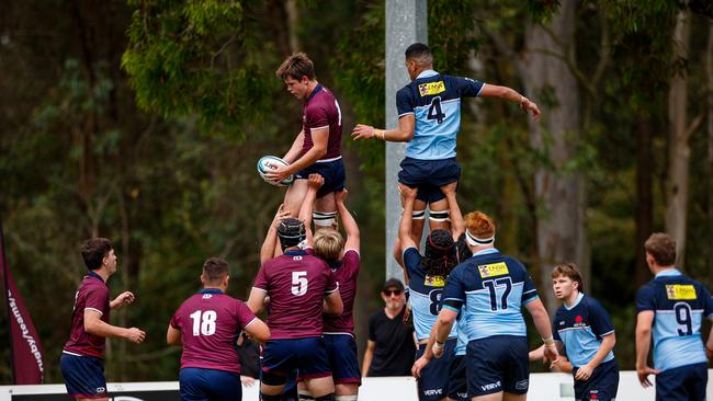 Action in the Gen Blue v Queensland Red U16 rugby championship. Pic: Kev Nagle