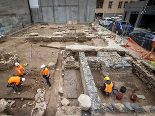 Melbourne's Pompeii - hidden city being unearthed in CBD.

A series of old Melbourne buildings have been unearthed below the CBD as developers build a new office tower in Bennetts Lane. The archaeological anomoly includes the remains of terrace houses, fireplaces and old staircases. Picture: Jason Edwards