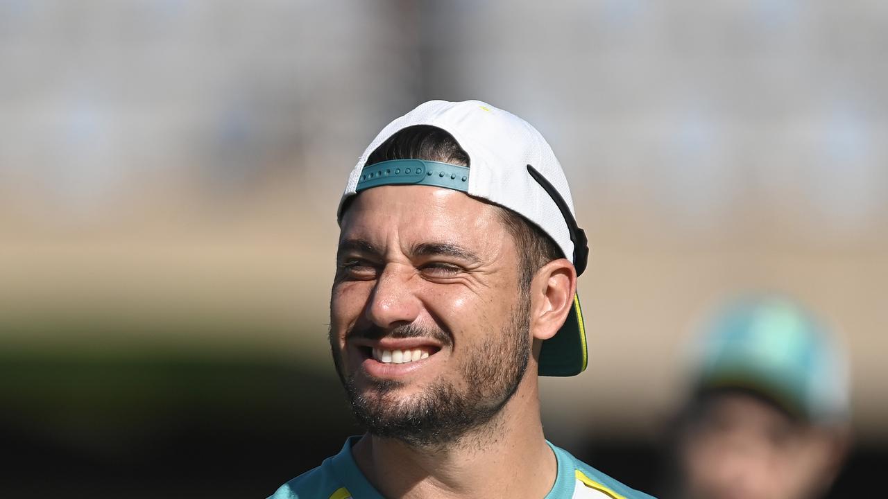 TOWNSVILLE, AUSTRALIA – AUGUST 31: Marcus Stoinis of Australia warms up before the start of game two of the One Day International series between Australia and Zimbabwe at Riverway Stadium on August 31, 2022 in Townsville, Australia. (Photo by Ian Hitchcock/Getty Images)