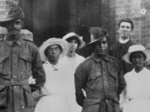 The State Library of Queensland opened its major exhibition Distant Lines: Queensland voices of the First World War on Saturday, April 4. It runs until November 15. Image: Servicemens' wedding at Charlotte Street, Brisbane, 1917.