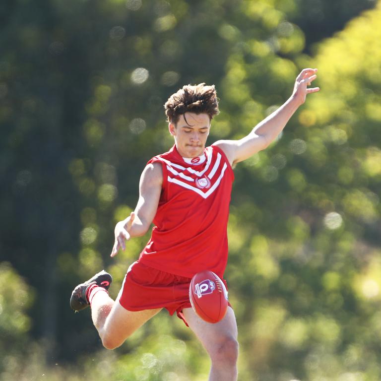 Action from the AFLQ Schools of Excellence competition. Picture: AFLQ