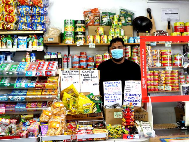 A dairy owner wears a mask behind his counter in Otara during Level 3 lockdown on August 20, 2020 in Auckland, New Zealand. Picture: Getty