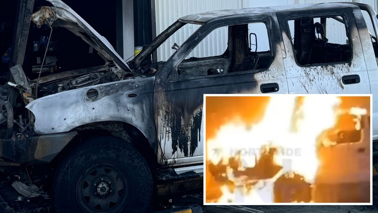Nissan Navara firebomb after epic tobacconist ram-raid fail