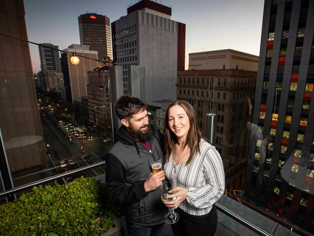 Alexia Schar and fiancee David Bailey at 2KW Bar in Adelaide.