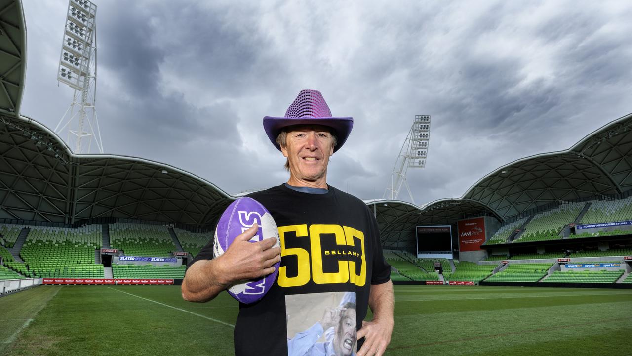 Craig Bellamy wearing a hat given to him by Molly Meldrum at AAMI Park this week. Picture: David Geraghty.