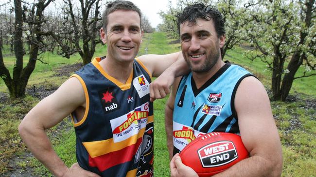 Former Power gun Roger James (right) with brother and former Crow Brett in Kersbrook. Picture: File