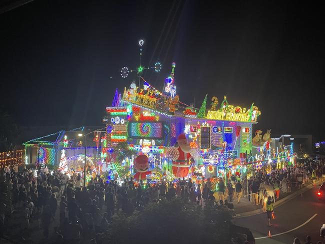 A large crowd outside the Merry Strickland Christmas lights display at Burpengary East. Photo: Supplied