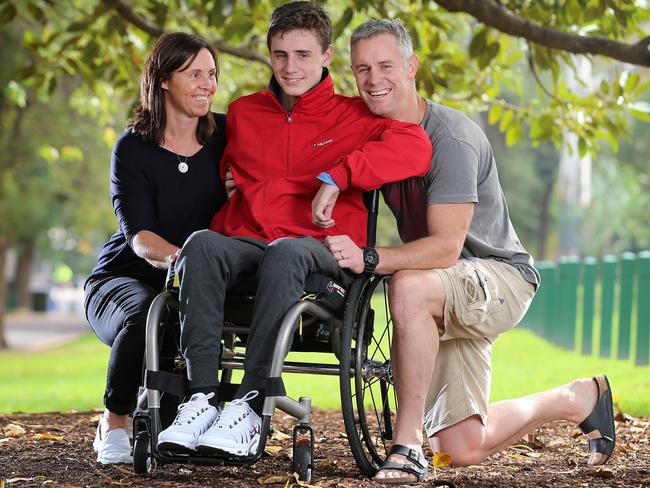 Will with parents Emma and Nick by his side. Picture: Alex Coppel.