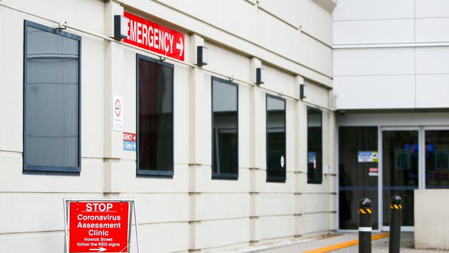 Signage to the coronavirus assessment clinic set up in Launceston. Picture: PATRICK GEE