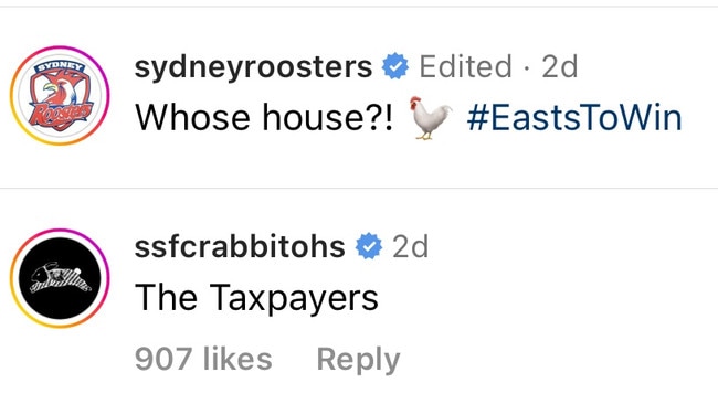 The Rabbitohs’ social team were taking no prisoners. Picture: Instagram
