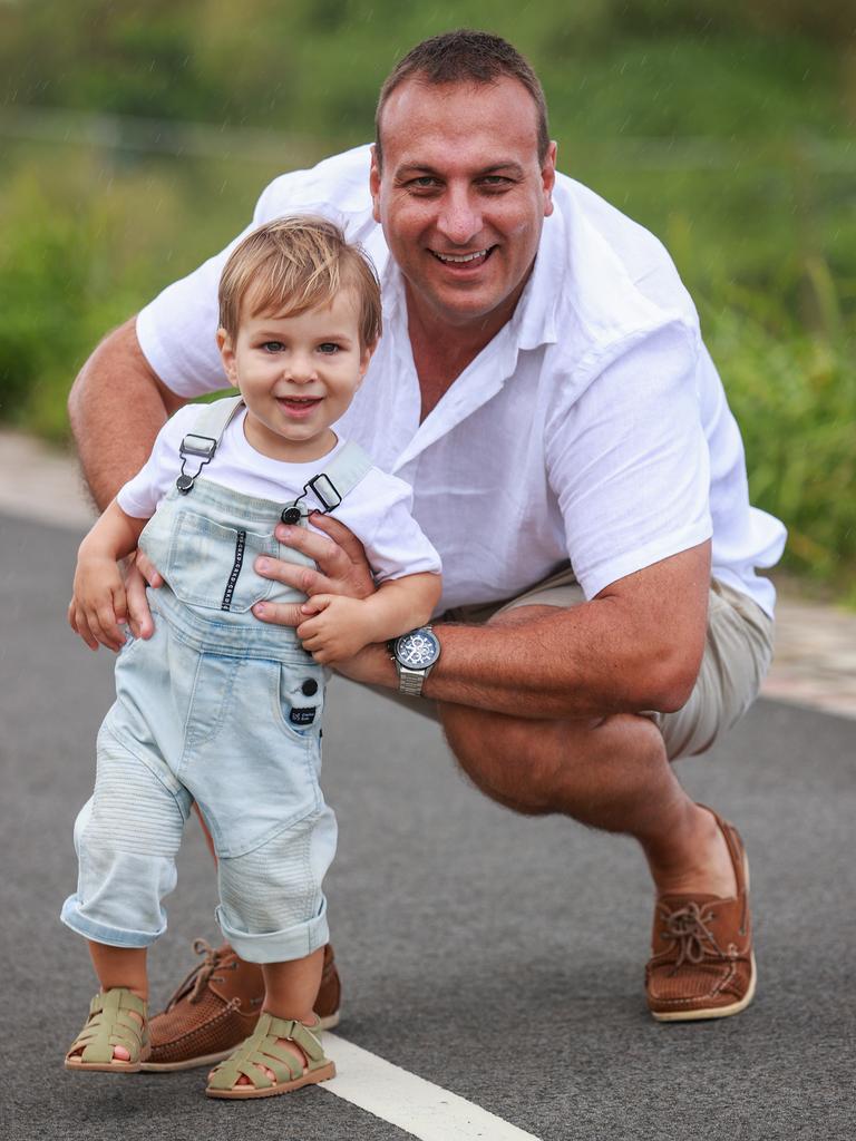 Cain Slater says WestConnex has helped him spend more time with 18-month-old son Hugo. Picture: Justin Lloyd