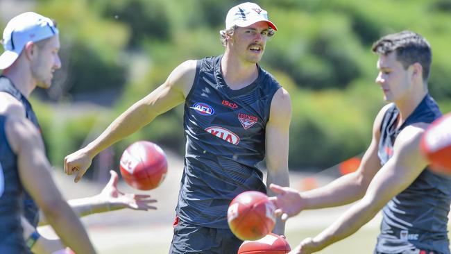 Joe Daniher at Essendon training. Picture: Jason Edwards