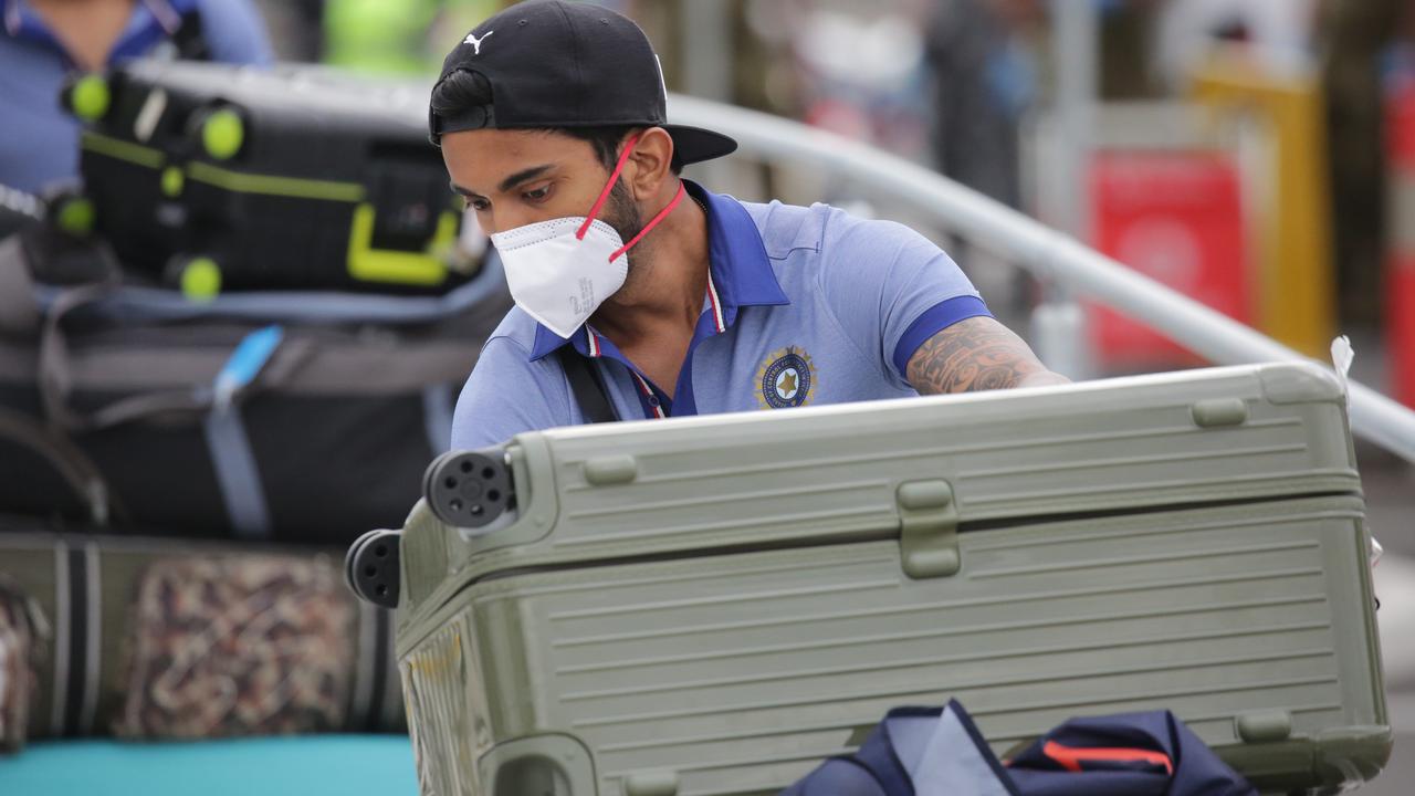 K. L. Rahul has a bit of trouble with his luggage at Sydney airport.