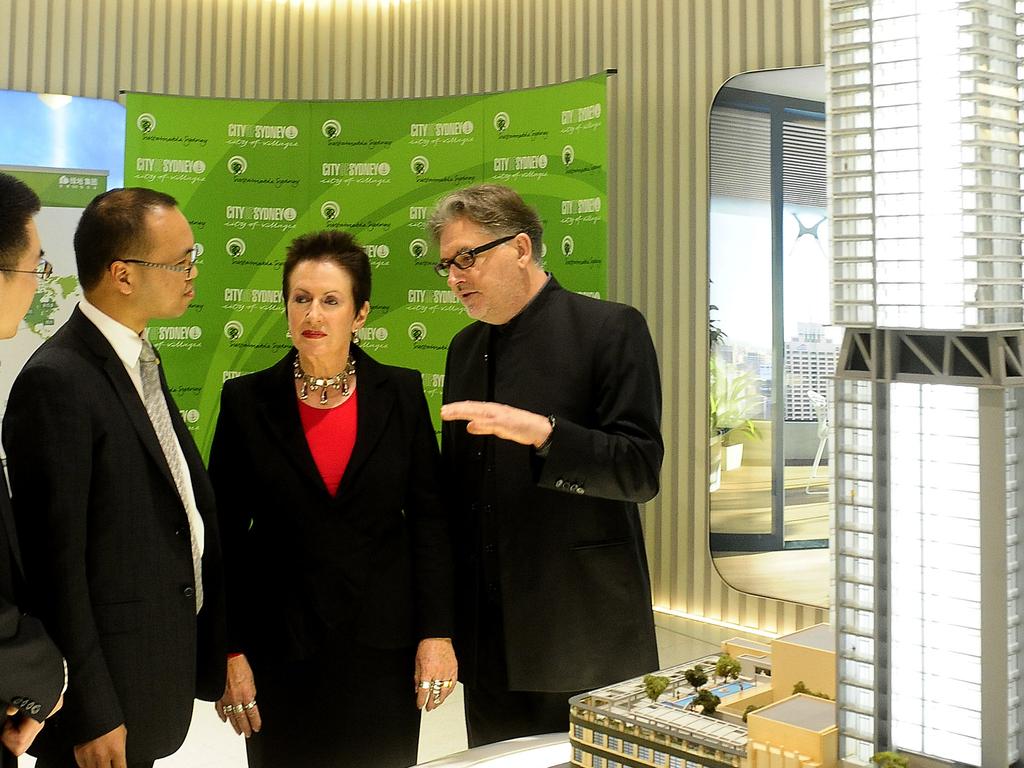 Greenland MD Sherwood Luo, above with Sydney Mayor Clover Moore and Planning boss Graham Jahn, boasted of raiding our medical supplies. Picture: John Appleyard