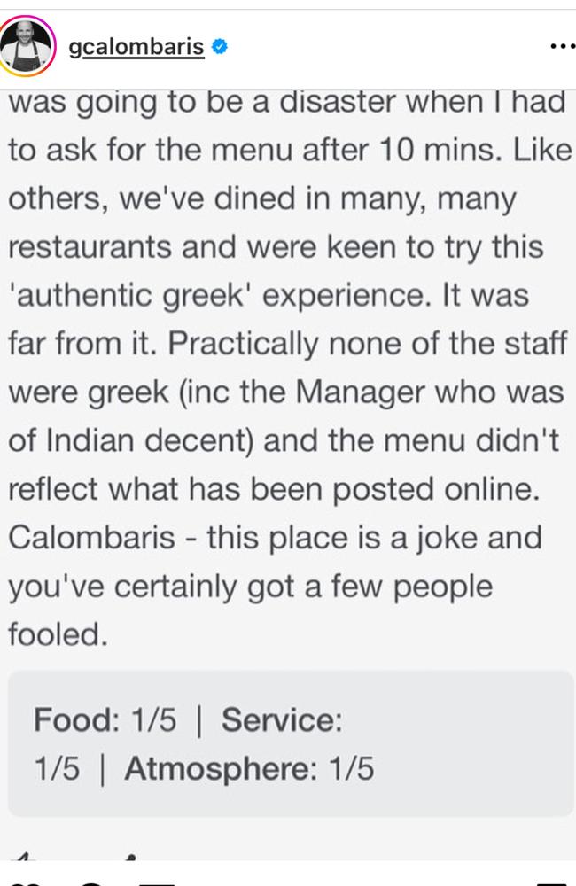 George Calombaris gives it back to customer who's review was seen as racist by the chef - fellow chefs back George up. Source Instagram