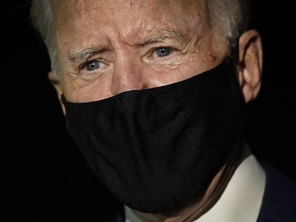 Democratic presidential nominee and former Vice President Joe Biden speaks to reporters at Wilkes-Barre Scranton International Airport on September 17 in Avoca, Pennsylvania. Picture: Drew Angerer