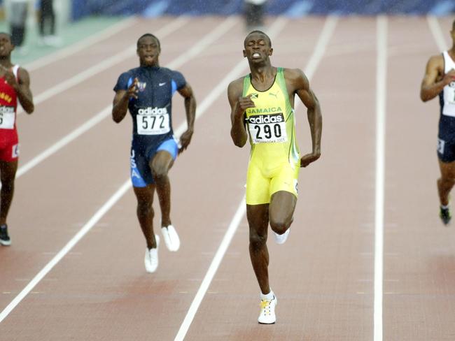 At 16, the Jamaican sprinter jump-started his career at the 2002 World Junior Track and Field Championships. Bolt won his first gold medal in the 200-meter race, and following this victory, he was awarded the Rising Star Award at the IAAF Athletics Gala. In 2003, he captured the 200m World Youth Championship gold once again, earning him international attention. Picture: Getty