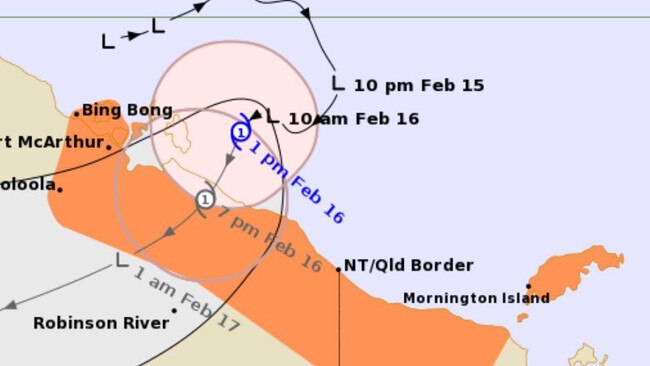 The cyclone, officially named Lincoln, is sitting 125 kilometres northeast of Borroloola and 220 kilometres northwest of Mornington Island.