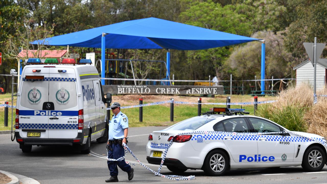 Police cordon off Buffalo Creek Reserve following the discovery of a body, in Hunters Hill. Picture: Mick Tsikas