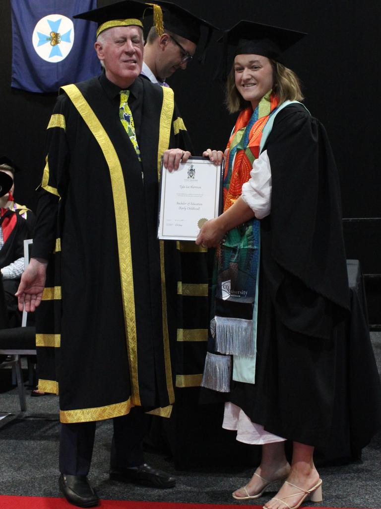 Tyla Harrison graduated with a Bachelor of EDucation (Early Childhood) at the CQUniversity graduation ceremony in Bundaberg on December 14, 2023.