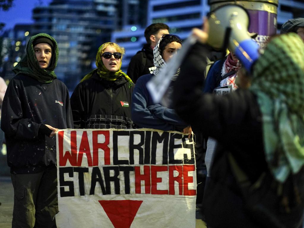 Protesters gathered early on Wednesday. Picture: NewsWire / Luis Enrique Ascui