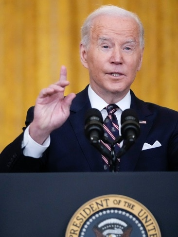 US President Joe Biden will impose sanctions on Russia after the Kremlin unanimously voted to authorise the use of military force outside the country. Picture: Getty Images