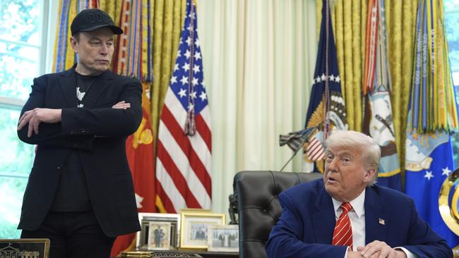 A social media feud has erupted between Elon Musk and Donald Trump. Picture: AP/Evan Vucci